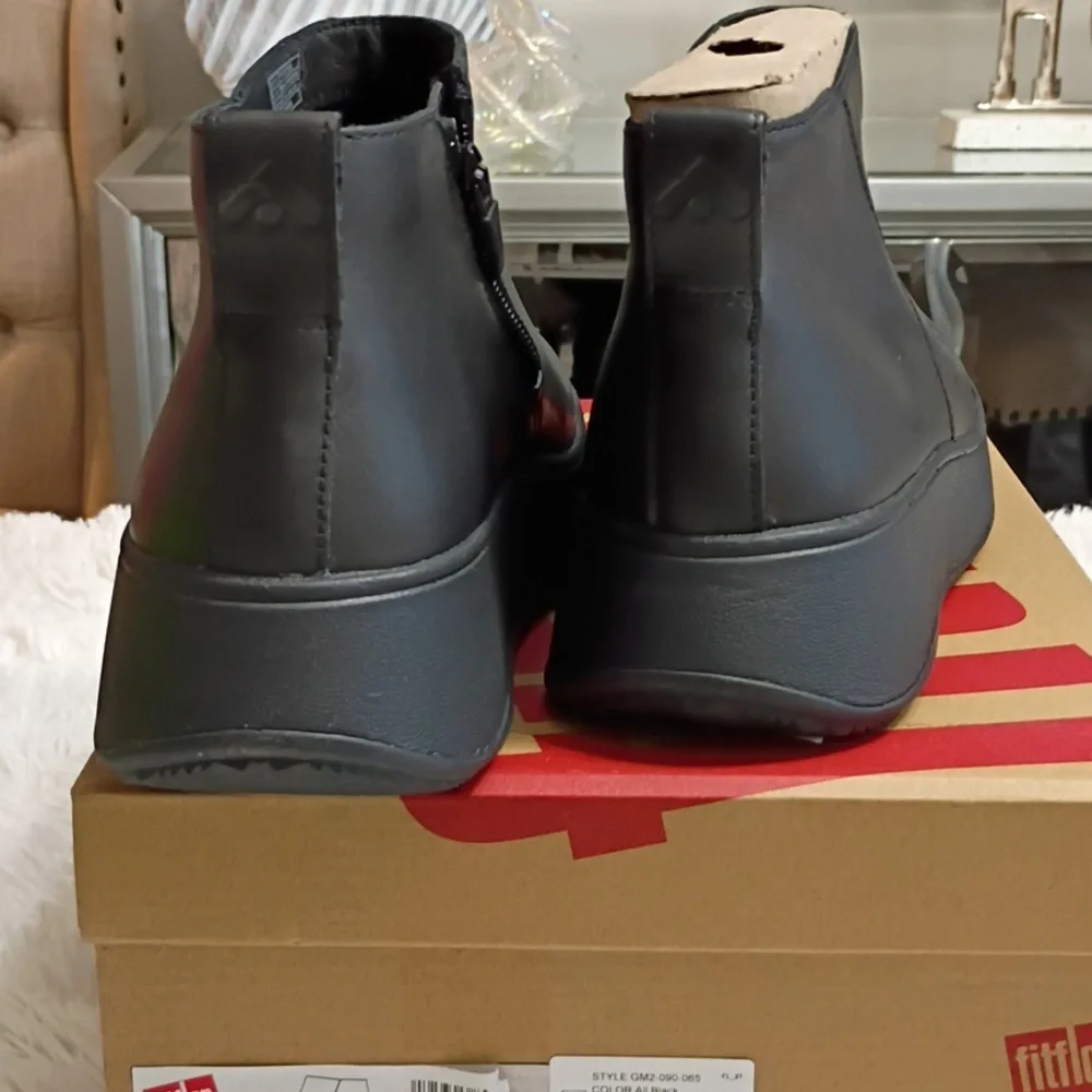 Fitflop F-Mode Leather Platform Zip Ankle Boots Women's Sz 8.5  EU 40 🆕 - Picture 11 of 11
